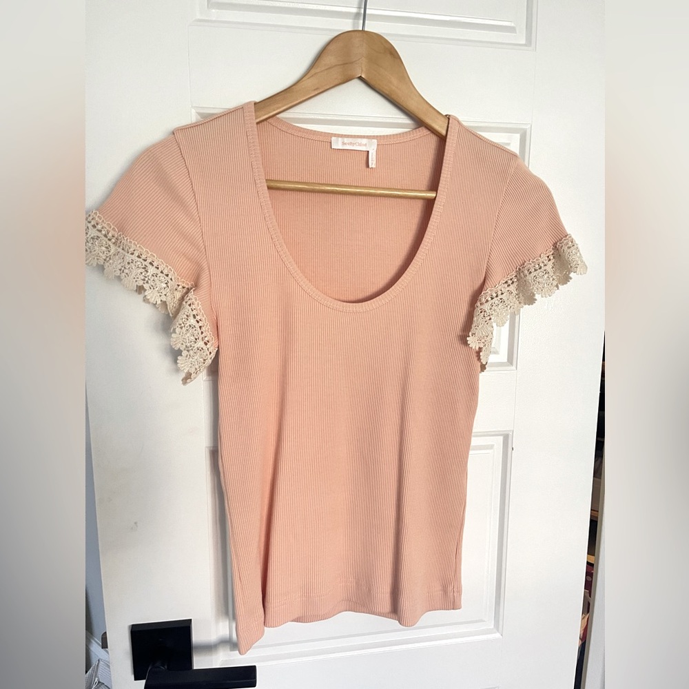 See By Chloe ribbed  tee w/ lace details